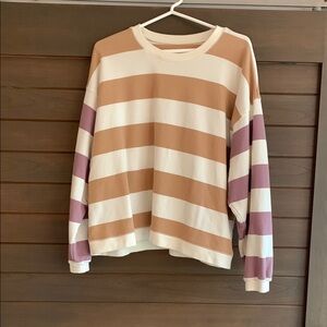 Striped Tan and Purple Women's Sweater